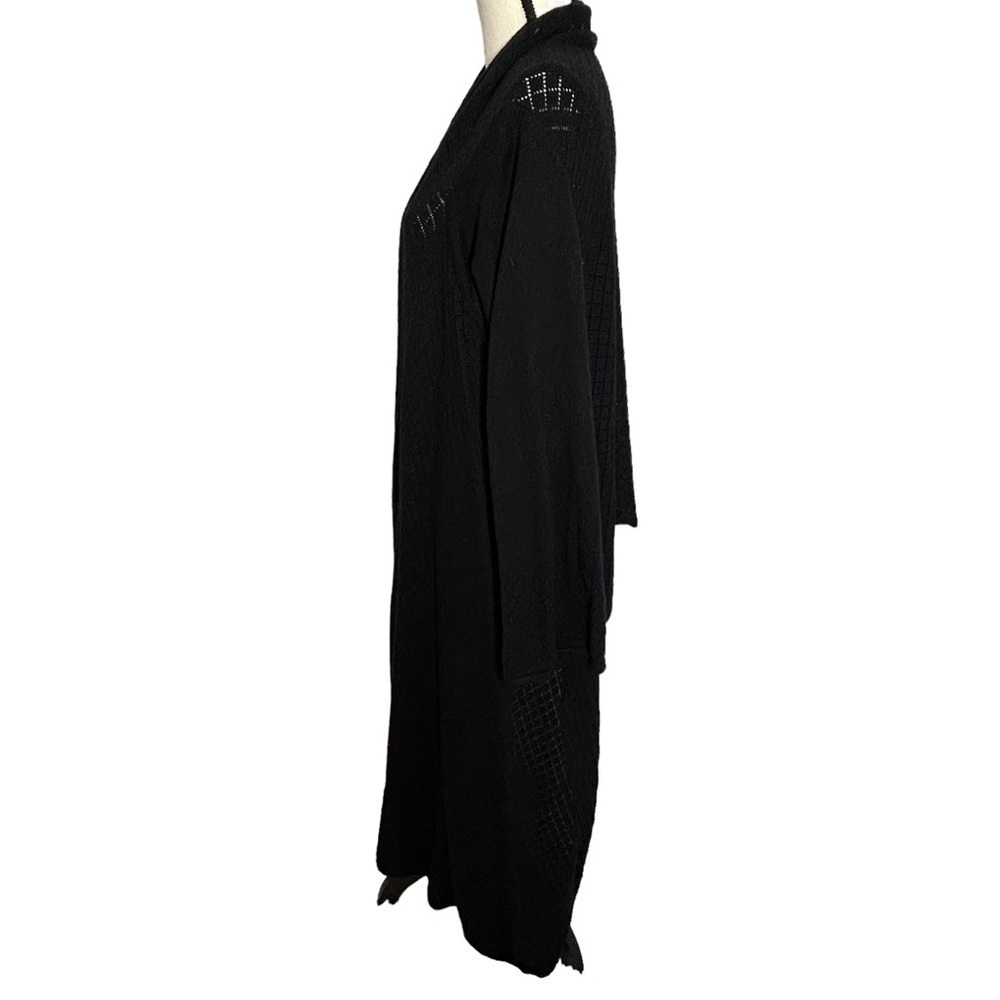 Oscar Oscar De La Renta Black Open Knit Cashmere Wool High Low Cardigan - Picture 5 of 16